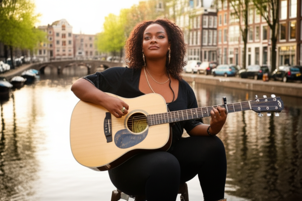 Soul singer with a guitar in Amsterdam